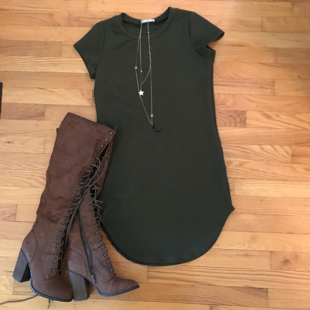 Curved Hem Tee Shirt Dress - Picture 1 of 3